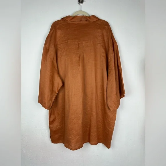Daniel Ellissa 100% Linen Short Sleeve Men’s Top 4XL Pants 48x34 Rust Suit Set